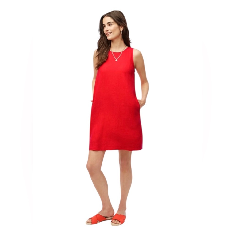 NWT J. Crew Linen Blend Mini Shift Dress Sleeveless Size 4 With Pockets